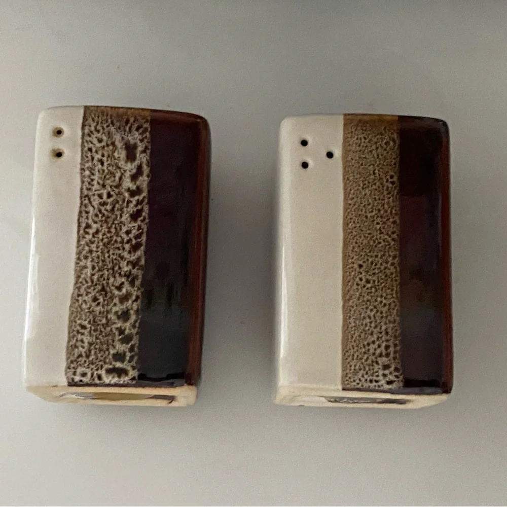 Pier 1 Salt & Pepper Shakers‎ Retired Mid Century Modern Ceramic Brown